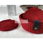 Double Knot Design 7 Prç Bardak Altlığı Set Tress Supla Jüt Hediyelik - Açık Kırmızı