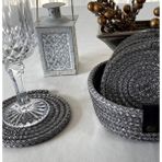 Double Knot Design 7 Prç Bardak Altlığı Set Tress Supla Jüt Hediyelik - Gümüş