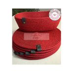 Double Knot Design 7Li Simli Parlak Kırmızı Amerikan Servis Seti Hediyelik Hasır Tress Yemek Masası Sevgililer Günü