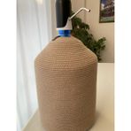 Double Knot Design Damacana Kılıfı Dekoratif Sepet - Organizer Hasır Jüt Tress Sebil Kılıfı - Krem