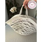 Double Knot Design File Plaj Çantası, Market Çantası, Pazar Çantası, Top Çantası, File Çanta, Tress Hasır Hediyelik - Beyaz