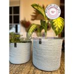 Double Knot Design Pot Saksı Sepet. 2li Set Banyo, Mutfak, Çocuk Odası Düzenleyici Sepet, Organizer Hasır - Açık Mavi