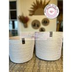 Double Knot Design Pot Saksı Sepet. 2li Set Banyo, Mutfak, Çocuk Odası Düzenleyici Sepet, Organizer Hasır - Gümüş