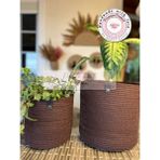 Double Knot Design Pot Saksı Sepet. 2li Set Banyo, Mutfak, Çocuk Odası Düzenleyici Sepet, Organizer Hasır - Kahverengi