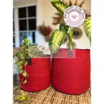 Double Knot Design Pot Saksı Sepet. 2li Set Banyo, Mutfak, Çocuk Odası Düzenleyici Sepet, Organizer Hasır - Kırmızı