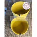Double Knot Design Pot Saksı Sepet. 2li Set Banyo, Mutfak, Çocuk Odası Düzenleyici Sepet, Organizer Hasır - Sarı