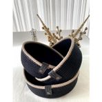 Double Knot Design Siyah Tress Çok Amaçlı Düzenleyici Sepet- Organizer 3Lü Set / Hediyelik Anneler Günü Yılbaşı Yeniyıl
