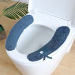 DouranShop C Tarzı Evrensel Klozet Kapağı Örme Tuvalet Etiket Su Geçirmez Klozet Minderi Yıkanabilir Banyo Isıtıcı Tuvalet Kapağı Yastığı (Yurt Dışından) - Renkli
