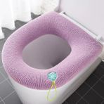 DouranShop Mor Tarzı Yıkanabilir Banyo Klozet Kolu ile Closestool Yumuşak Kış Isıtıcı Mat Pad Yastık O-Şekilli Klozet Bide Kapağı Yeni (Yurt Dışından) - Renkli