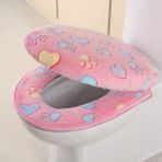 DouranShop Pembe Tarzı Klozet Kapağı Setleri Kawaii Kedi Ayak Izi Yastık Fermuarlı Su Geçirmez Isıtıcı Tuvalet Paspası Banyo Ürünleri Ev Dekorasyon (Yurt Dışından) - Renkli