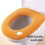 DouranShop Sarı Tarzı Su Geçirmez Banyo Tuvalet Kapağı Kadife Tuvalet Kapağı Isıtıcı Aksesuarları O-Şekilli Klozet Klozet Kapağı Kalınlaşmış Yıkanabilir (Yurt Dışından) - Renkli