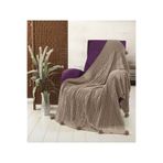DOUX HOME Sevda Triko Örgülü Tv Battaniyesi 10 Ponponlu 130 X 170 (BİSKÜVİ)
