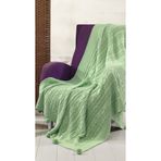 DOUX HOME Sevda Triko Örgülü Tv Battaniyesi 10 Ponponlu 130 X 170 (FISTIK YEŞİLİ)