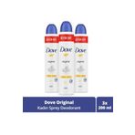 Dove 3x200 ml Original Kadın Sprey Deodorant