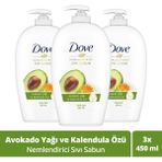 Dove Avokado Yağı ve Kalendula Özlü Nemlendirici Sıvı Sabun - Ferahlatıcı Formül, 450 ml (3 Adet)