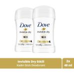 Dove Kadın Invisible Dry Stick Deodorant 40 G X2 Taze Koku ile Nemlendirici Etki