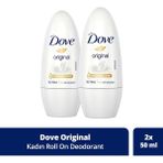 Dove Kadın Roll On Deodorant Original 50ml x2 Alkol İçermeyen Yumuşak Formül ile Tazelik - 50 ml