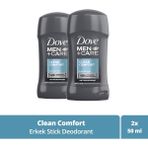 Dove Men Clean Comfort Erkek Stick Deodorant 50 ml x2 Terlemeye Karşı Etkili Koruma