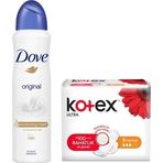 Dove Original 150 ml Sprey Deodorant + Kotex Normal 8 Adet Hijyenik Ped