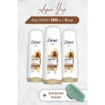 Dove Saç Kremi Onarıcı Bakım Argan Yağı 350 ml x 3 Adet ve Şampuan Fırçası
