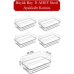 Dovi Home 5'li Set Şeffaf Plastik Erkek Ayakkabı Kutusu 10 Parça İç İçe Geçme Özelliği ile Pratik Kullanım