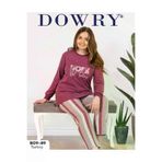 DOWRY 0989 Büyük Beden Battal Kişlik Uzun Kol Pijama Takimi Mürdüm