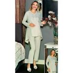 DOWRY 31-242 Lohusa 3 Lü Pijama Takımı Mavi Flz