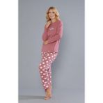 DOWRY Kadın %100 Pamuk Uzun Kollu Pijama Takımı 09-271 - Gül Kurusu - XL