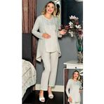 Dowry Lohusa 3 Lü Pijama Takımı Mavi Flz Ekru - Mavi S