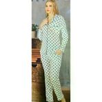 DOWRY TYC00319514037 Önden Düğmeli Polar Pijama Takımı Mavi Puanlı