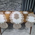 Dowry World Aygün Kadife Kordone 5 Parça Krem Cappucino Salon Takımı