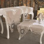 Dowry World Fransız Güpürlü Kadife 5 Parça Cappucino Elit Salon Takımı
