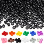 Dowsabel 1000 adet midilli boncuk siyah 9 mm beyaz plastik varil midilli boncuk kolye için, saç boncuk örgü el sanatları DIY hediyeler çocuklar için yaş 6+