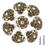 Doygim Antik Bronz Renkli Dolap Düğmeleri Bronz Vidalı Kapı Düğmeleri Vintage Mobilya Düğmeleri Komodin Düğmeleri Dolap Tokmak Çiçek Desenli Yuvarlak Çekmece Düğmeleri Set Mutfak Banyo Elbise Dolabı