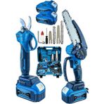 Dozzer 2'li Set 256 Vf 12 Ah 2 Akülü Çelik Şanzuman 2 Pala Zincirli Şarjlı Dal Ağaç Kesme Bağ Budama Makası