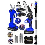 Dozzer 3In1 Blu 2Li Set 3 Mt Teleskopik Dal Kesme Makası Ve Budama Bıçkı Testere Makinesi