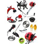 Dozzer Alman 14 Hp Profesyonel Yan Tipi Benzinli Tırpan Ot Çalı Çim Biçme Makinesi +Çapa & Canavar Başlık