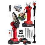 Dozzer Alman 2'li Set 999VF 30AH 3 Metre Teleskopik Akülü Dal Kesme Makası ve Budama Bıçkı Testere Makinesi