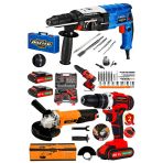 Dozzer Elektrikci Seri 2.30 1500 Watt Kırıcı Delici Matkap+ Akülü Vidalama +115 Lik Spiral Taşlama Makinesi