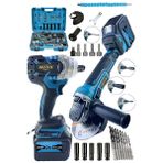 Dozzer Full Set 24 V 3 AH Kömürsüz Motor Akülü Şarjlı Taşlama ve Bijon Somun Sökme Sıkma Makinesi