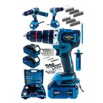 Dozzer KLQ 24VF 3AH 82 Parça Set 13 mm Çelik Mandren Tek Akü 10 Pil 2 Akülü Darbeli Şarjlı Vidalama Matkap