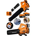 Dozzer Ot Çalı Yaprak Üfleme Süpürme Makinesi Devir Ayarlı Kömürsüz Motor 1400VF 30AH 2x Akülü Toz Talaş