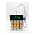 DP-CH1-201AL 4lü Pil USB LCD Şarj Aleti Şarj Cihazı+4 Adet Aa 2700 Mah Şarjlı Kalem Pil Hediyeli