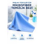 Dp Home Colleciton Jumbo Boy Lakost Mikrofiber Cam Bezi, Ayna Bezi, Parlak Yüzey Bezi - Mavi 50X70cm