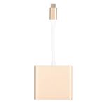 Dpofirs 3'ü 1 arada adaptör Tip C, 4K HD USB C Hub adaptörü, Tip C'den HDMI USB3.1'e dönüştürücü, USB C şarj bağlantılı çoklu bağlantı noktalı dönüştürücü, uyumlu HD cihaz adaptörü (altın)