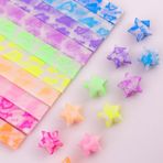 DPWOUM 1 adet renkli 210 yaprak aydınlık Origami yıldız kağıt renkli el sanatları Origami şanslı yıldız katlanır kağıt şeritler DIY el yapımı el sanatları kağıt