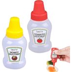 DPWOUM 2 adet 25ml Mini konteyner ketçap sıkmak şişeleri ketçap şişesi boş çeşni sıkmak şişeleri domates ketçap kavanozu salata sosu bal saklama kabı çocuklar yetişkinler için yemek kutusu