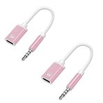 DPWOUM 2 adet 3,5 mm erkek - TypeC dişi ses kablosu kablosu, Analog kablo C tipi dönüştürücü kulaklık adaptörü MP3 çalarlar, kablolar ve adaptörler ile uyumlu (Pembe)