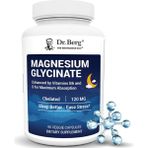 Dr. Berg Magnesium Glycinate With Vitamin D, B6 & Zinc, Calm, Relaxation, & Good Sleep* - 120 mg Magnesium Bisglycinate - 90 Caps.abd Menşei - Aromasız