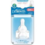 Dr. Brown's 1. Seviye Silikon Options + Dar Ağız Ikili Biberon Emziği 0+ Ay - Hızlı Akış